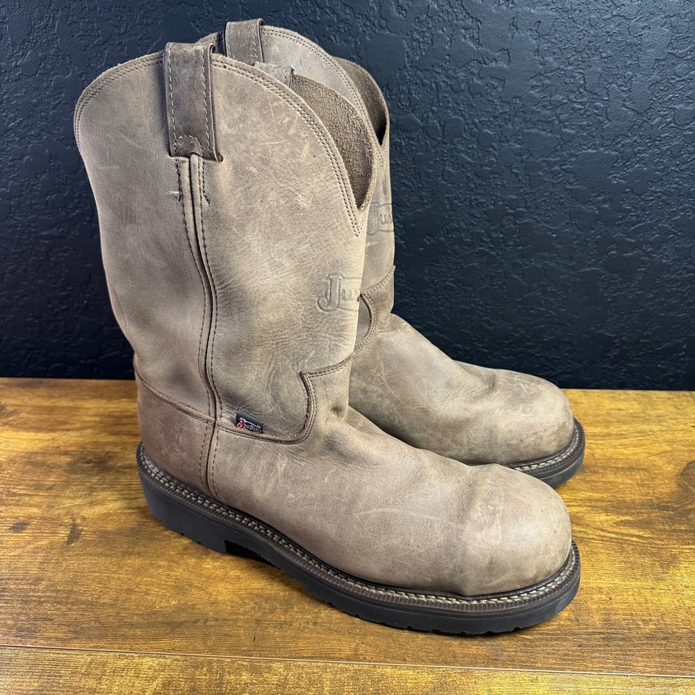 Justin Balusters Bay Gaucho 4445 Brown Leather Work Boots Mens 10D